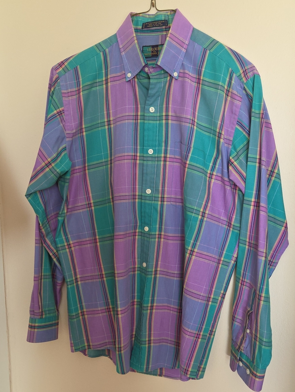 Alexander Julian Teal and Purple Plaid Button-Down Shirt